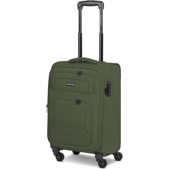 Набір валізак SMARTBOX 3 шт. для жінок та чоловіків | Легкі та стабільні валізи-ролики, якісний softcase, 4 колеса та кодовий замок | Розширювані | Колір: Slate-green, Розмір: S (56 см)