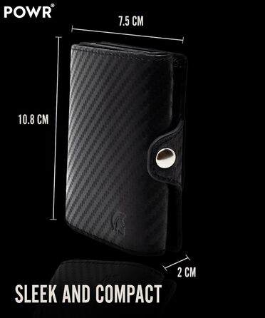 Чоловічий металевий картхолдер POWR Wallet з відділенням для монет. Мінімалістичний картхолдер для чоловіків (чорний карбон)