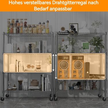 Adjustable 5-Tier Wire Shelving Unit with Wheels and Leveling Feet