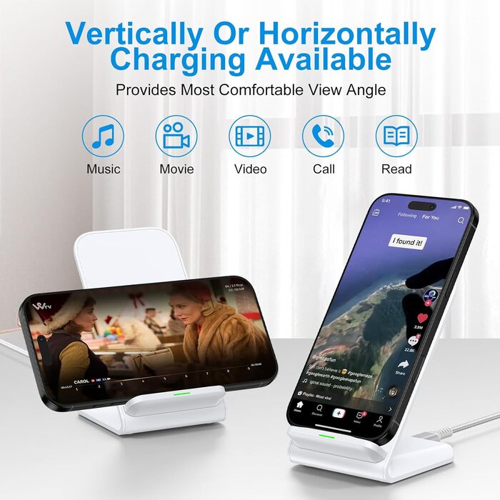 Бездротовий зарядний стан Google Pixel, 15W, для Pixel 10/9/8/7/6/5 та Samsung Galaxy S25+/S24 FE/S23/S22/S21, білий