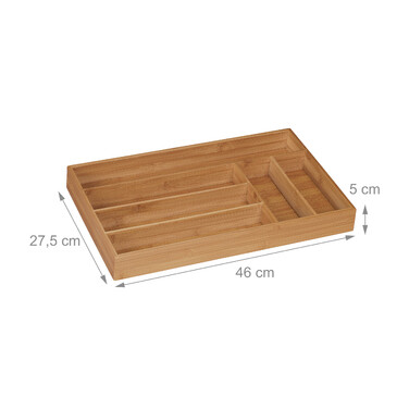Relaxdays Bamboo Cutlery Box, 6 Compartments