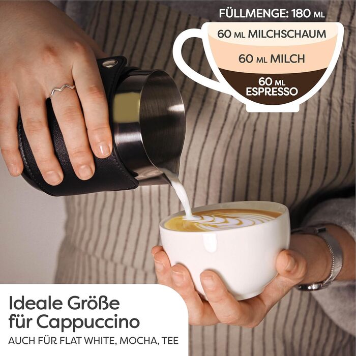 6 Ceramic Cappuccino Cups – with Saucers – 180 ml – with Gift Box – Dishwasher Safe