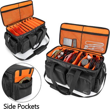 Сумка для DJ Trunab з органайзером для кабелів, знімним м'яким дном та 9 перегородками. Містка сумка для DJ-обладнання, музичних інструментів та аксесуарів