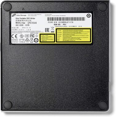 Зовнішній DVD-привід Hitachi-LG GP57, портативний Slim DVD-плеєр та записник для ноутбука та ПК, USB 2.0, сумісність з Windows та Mac OS, швидкість 8x, сріблястий