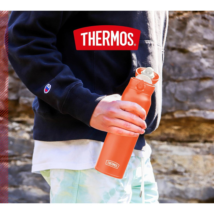 Термос Ultralight 0.5л, нержавіюча сталь, зберігає тепло 10 год / холод 20 год, абсолютно герметичний, для води, чаю, безалкогольних напоїв (Glowing Orange Mat)