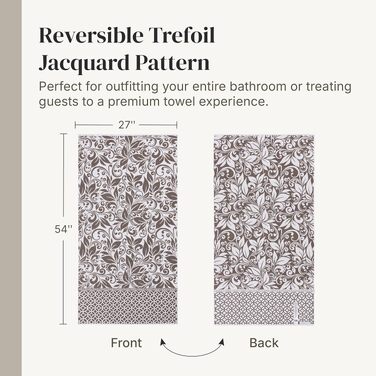 Набір рушників Modern Threads Trefoil Filigranes з жакарсовим плетінням, 6 предметів, 100% гребінна бавовна, двосторонні, високопоглинаючі, колір Мокка (стандарт)