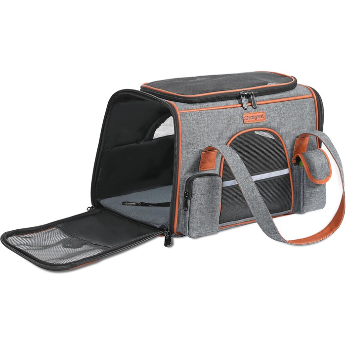 Транспортна сумка Demigreat для котів та собак до 7 кг, дихаюча переноска для середніх та маленьких котів та собак, сумка-переноска для тварин M (42x22x25CM) (L (50x28x30CM), темно-сірий)