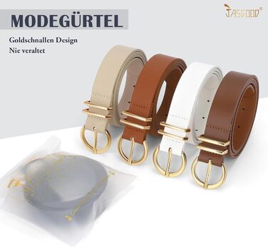 Жіночий шкіряний ремінь JasGood з золотою пряжкою, 120 см (підходить для талії 91-105 см)