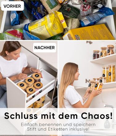 Набір контейнерів для зберігання Deco haus® 2 шт. 1.3л (з етикетками) - для кави, цукру, борошна, мюслі