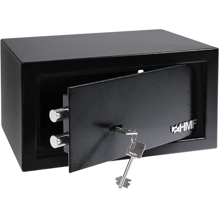 Сейф для меблів HMF 49200-11 з ключем | Сейф для дому (31 x 17 x 19 см, Чорний)