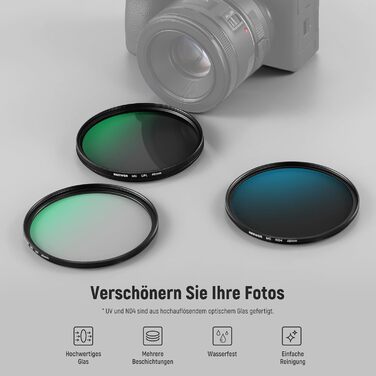 Набір фільтрів для об'єктивів NEEWER 46mm: UV, CPL, ND4 з жорстким кейсом