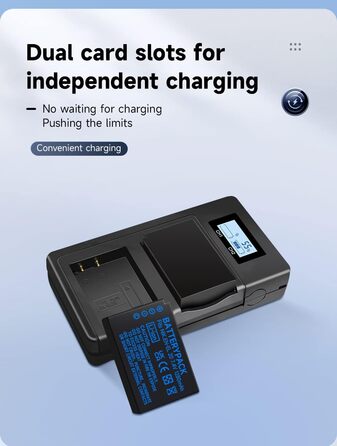 2 шт. акумулятори EN-EL20/EN-EL20a + зарядний пристрій Smart LCD Dual USB для Nikon Coolpix P950, P1000, P1100, Coolpix A, 1 AW1, 1 J1, 1 J2, 1 J3, 1 S1, 1 V3, DL24-500 цифрових камер