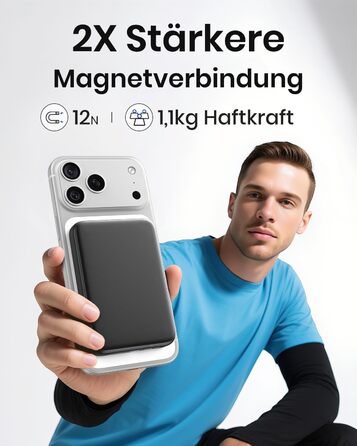 Power Bank Riapow 10000mAh з бездротовою зарядкою, PD 20W, USB-C, LED-індикатор (Чорний)