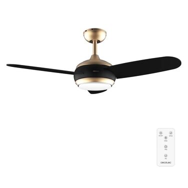 Стельовий вентилятор Cecotec EnergySilence Aero 4265 GoldBlack з LED підсвіткою 18W, діаметр 107 см (42 дюйми), пульт, таймер, 3 швидкості