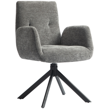 HOMCOM Swivel Armchair Lounge Chair with Wool-Linen Look, Modern Upholstered Chair with Button Tufting, Steel Legs, for Living Room, Bedroom, Dark Grey | Aosom