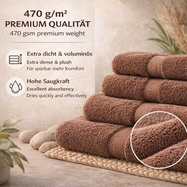 Набір рушників Betz Premium з 10 предметів, 100% бавовна, горіховий колір (4 рушники 50x100 см, 2 банні 70x140 см, 2 гостьові 30x50 см, 2 рукавички)