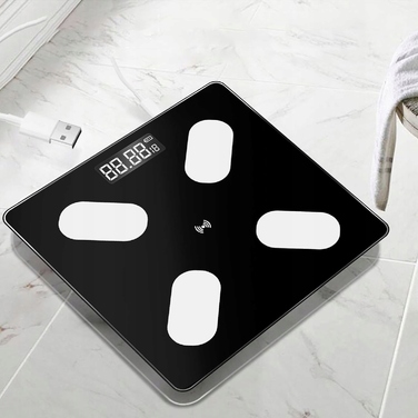 Електронні ваги для ванної з Bluetooth, чорне скло, до 180 кг