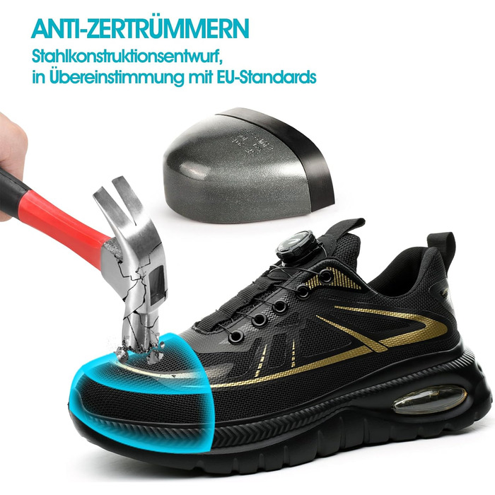 Черевики безпеки для чоловіків та жінок. Робочі черевики, черевики для професій. Сталевий капак, легкі, чорні. Розміри 37-46 EU