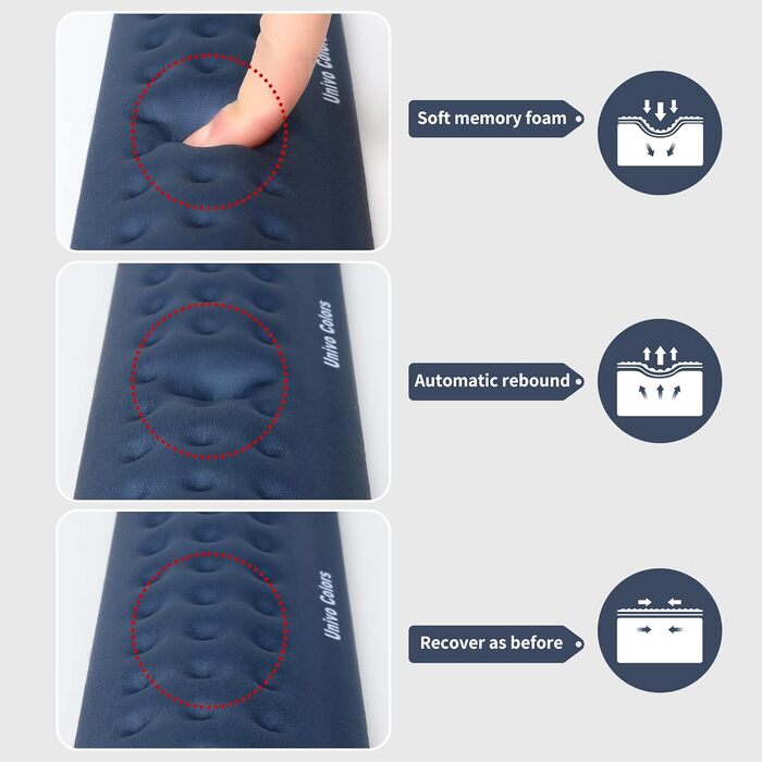 Підставка для зап'ястя під клавіатуру Univo Colors з Memory Foam, Ergonomic, для комп'ютера, ноутбука, офісу, геймінгу, Marineblau (Синій)