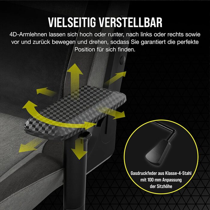 Ігрове крісло Corsair T3 RUSH Fabric 2023, автомобільний стиль, тканинне покриття, подушка для шиї, ортопедична підтримка попереку, сіре та антрацитове