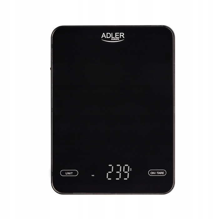 Кухонний ваги Adler, чорні, 10 кг, з USB-зарядкою