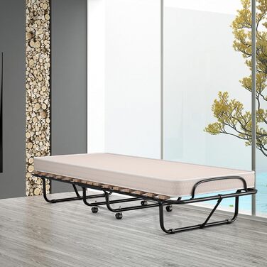 COSTWAY Foldable Guest Bed with Foam Mattress