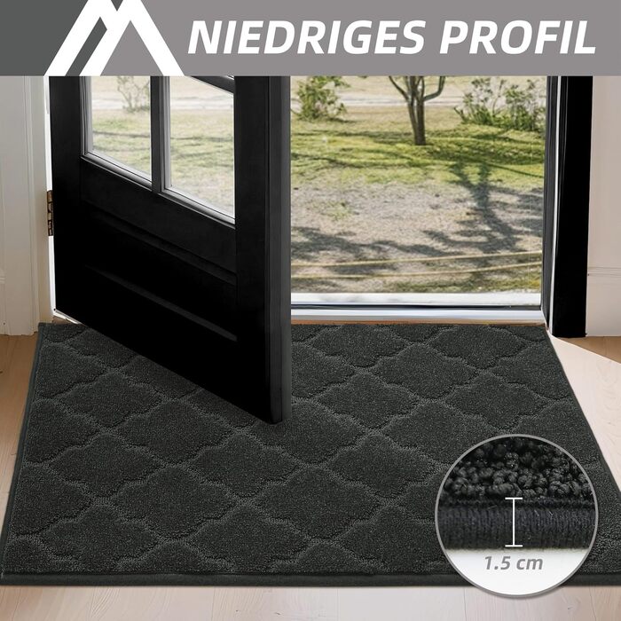 Прихожий килимок COSY HOMEER 50x80 см, чорний, антиковзкий, вологостійкий, для кухні, коридору, вхідних дверей,мийний килимок для собак