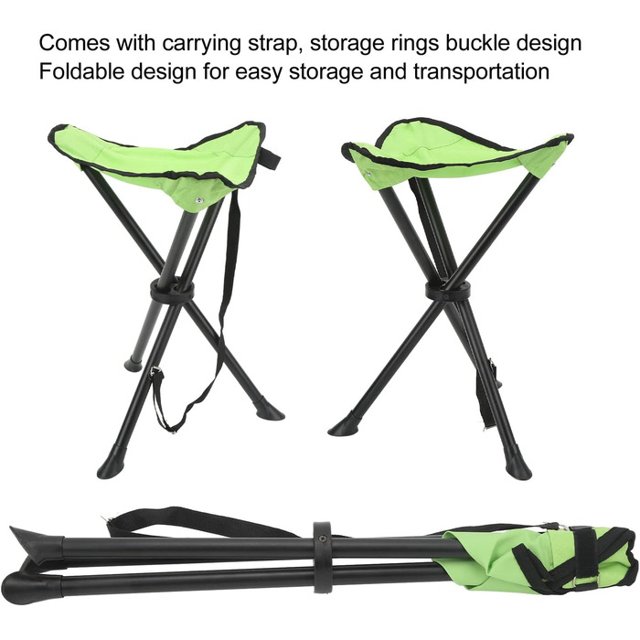 Складаний стілець-табурет, 200 кг, неслизький, стабільний, для відпочинку на природі, риболовлі, кемпінгу, пікніків (зелений)
