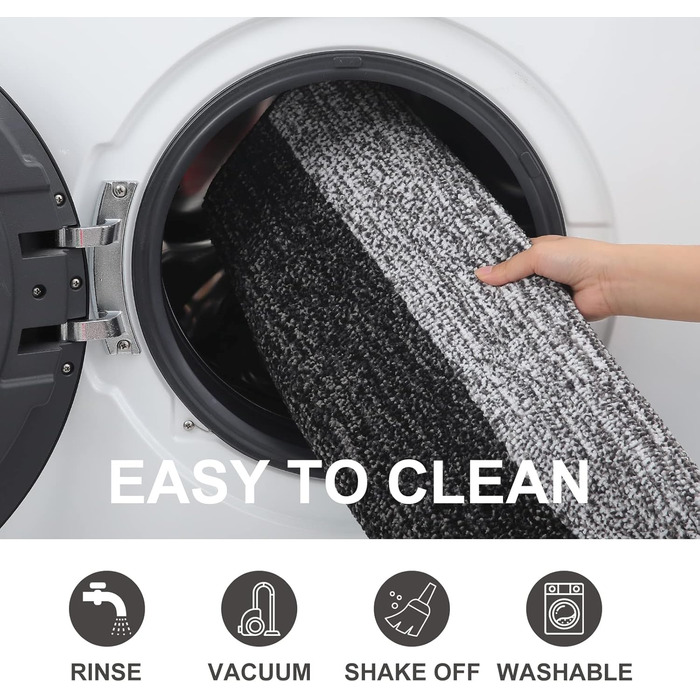 Килимок для дому Homaxy, чорний, 43x76 см, антиковзаюча, для собак, вхідні двері, машинне прання