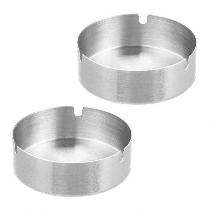 Relaxdays Stainless Steel Ashtray, 2-Piece Set
