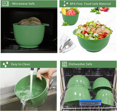 Набір мисок для змішування BoxedHome (4 шт.) - зелений, з нержавіючої сталі, з антиковзним покриттям, для салатів та сервірування
