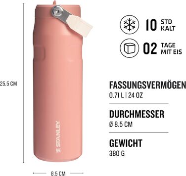 Термокружка Stanley Flip Straw 2.0, 700 мл, Sienna: Зберігає холод до 17 годин, з трубочкою, BPA-free, для напоїв, миється в посудомийній машині