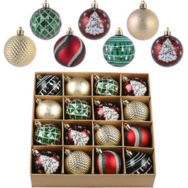 Набір новорічних кулічок Valery Madelyn, 16 шт, 6 см, червоно-зелено-золотий, з подарунковою упаковкою