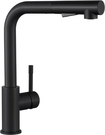 Змішувач кухонний висувний Sofetiy з душем, нержавіюча сталь, чорний, 360°