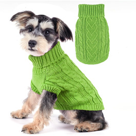 Dog sweater, dog clothing for small dogs, knitted, warm, turtleneck, puppy clothing, for small dogs, for autumn and winter, cat clothing (green, L)