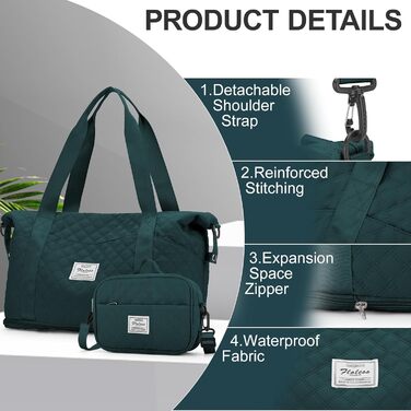 Спортивна сумка для жінок, дорожня сумка-дуфіль, фітнес-сумка, дорожня сумка-валіза, водонепроникна, з кульбакою та сумочкою для мокрих речей, бежева (F8-pfauenblau), з розширенням та кульбакою