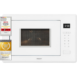 Вбудована мікрохвильова піч Exquisit EMW25-G-020 біла з грилем, сенсорне управління, таймер, швидкий старт