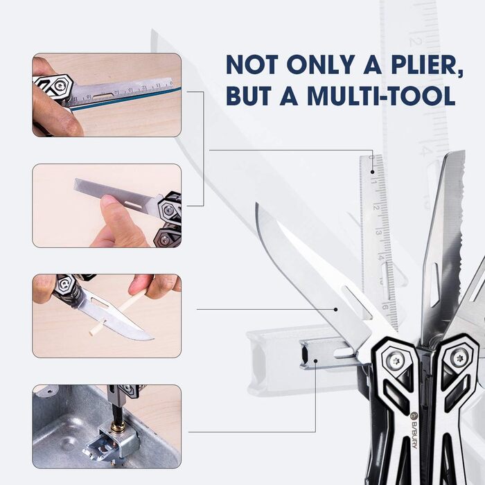 BIBURY Multitool - Titanium Multi-Tool Set with Pliers, Screwdriver, for Men & Women, Outdoor, Camping, Hunting, Fishing & Hiking