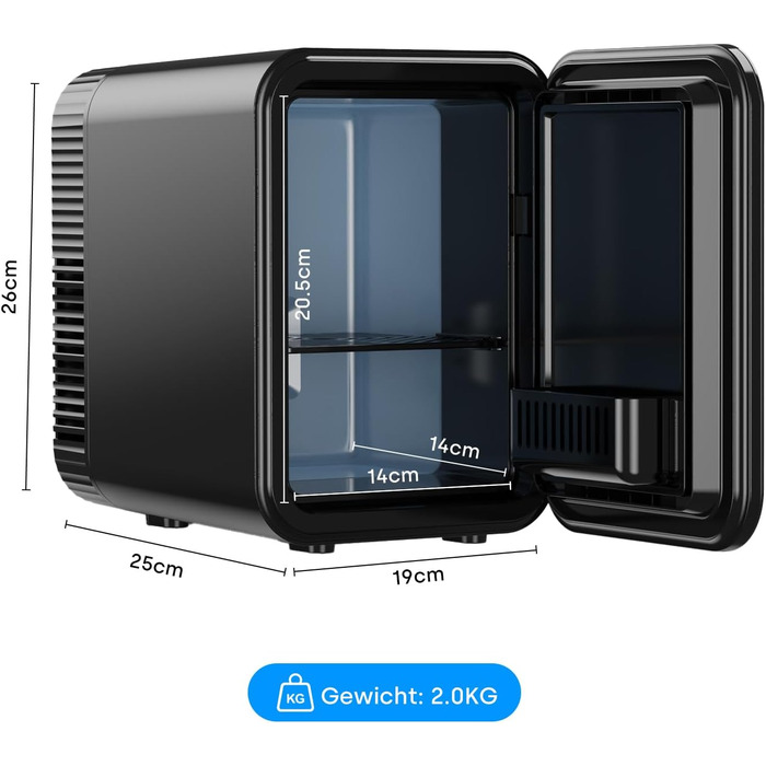 Mini холодильник Enventor 10L: для кімнати, авто, офісу. Охолодження та нагрів, 12V/220V, тихий, чорний