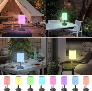 Світлодіодний солярний настільний світильник для вулиці 2-в-1, бездротовий, 8 кольорів, для саду, кемпінгу (Сірий)