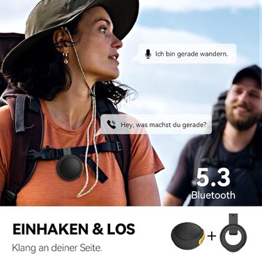 Портативна Bluetooth-колонка ANCwear з мікрофоном, на зап'ясті, білий шум (17 звуків), водонепроникна, для бігу, трекінгу та outdoor спорту, чорна