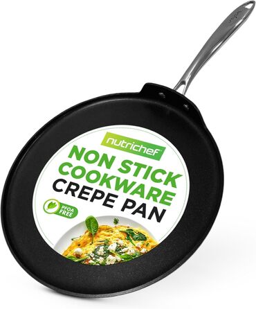Млинцевниця Nutrichef 30 см з антипригарним покриттям для індукції, універсальна сковорода для млинців, панкейків, яєць, PFOA-free, підходить для всіх плит, можна мити в посудомийній машині