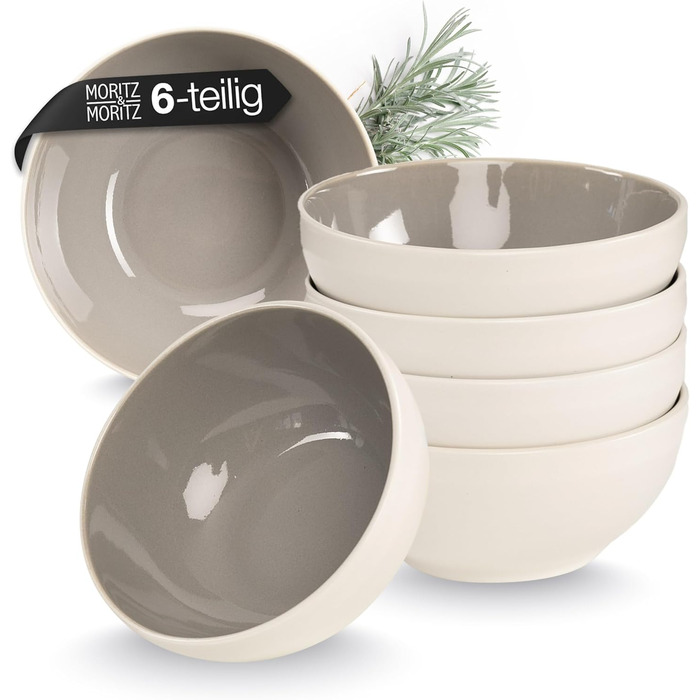 Набір керамiчних мисок Moritz & Moritz CAVO (6 шт.) для мюслю, супів та салатів. Кераміка, стійкі до миття в посудомийній машині та використання в мікрохвильовці. Ідеально для щоденного використання.
