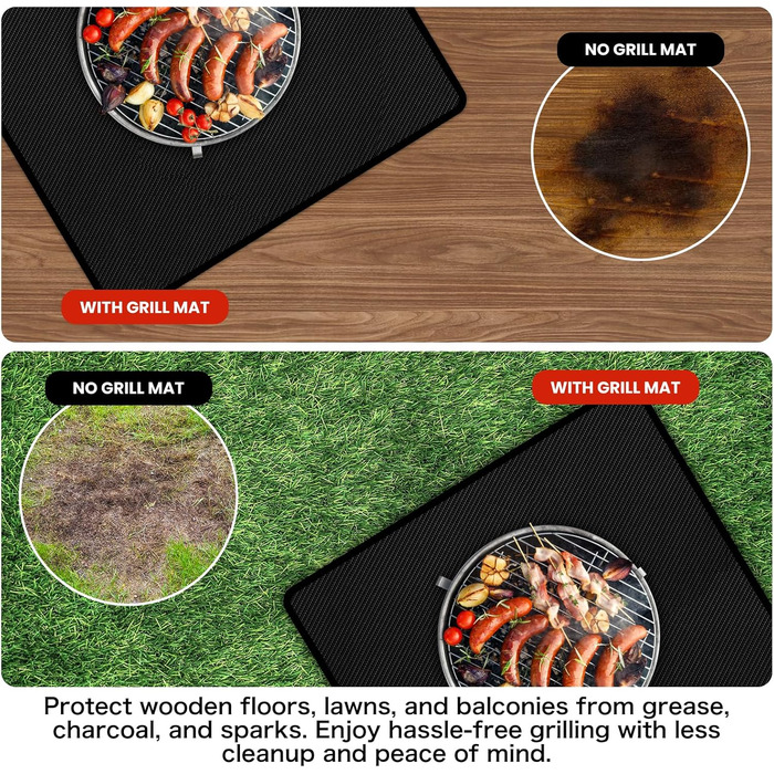 Килимок для газового гриля 180x100 см, двосторонній, вогнестійкий, захист тераси від жиру, для BBQ