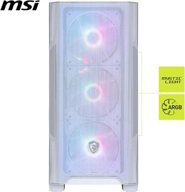 Корпус ПК MSI MAG Forge M100R White - Mid-Tower, ATX, підтримка RTX 40, ARGB, магнітні фільтри, загартоване скло