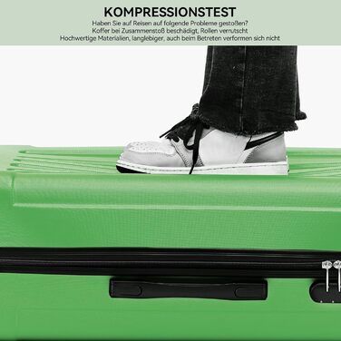 Набір валіз Beibye 2045 з подвійними колесами, 3 шт. Валізи Trolley з жорсткою оболонкою, 20 кольорів (Темно-зелений/Оливковий)