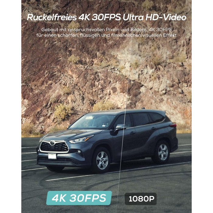 iZEEKER 4K відеореєстратор для авто, 2160P WiFi, 32GB карта, нічне бачення, Loop-запис, G-сенсор, 24h паркінг, WDR