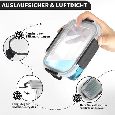 Набір контейнерів для зберігання їжі з кришкою, 20 шт. (10 контейнерів, 10 кришок), безпечні для миття в посудомийній машині, морозильної камери та мікрохвильової печі, витікання запобігаються, сучасний дизайн, чорний колір (FE1537)