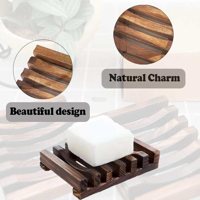 Дві дерев'яні мильниці еко-стилю для ванної кімнати та кухні, ручної роботи, біорозкладні