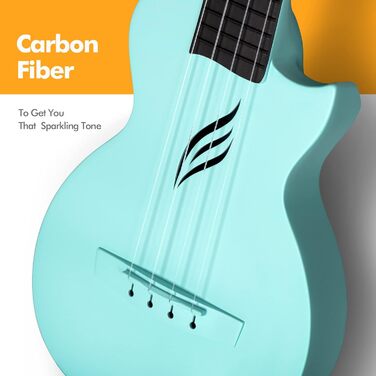 Укулеле Enya Ukulele-Sopran NOVA U Mini 21 дюйм - блакитне укулеле з карбону, професійне для початківців, дорослих та дітей. Комплект з чохлом, ремінком, каподастром та струнами. Чудовий подарунок та для подорожей.